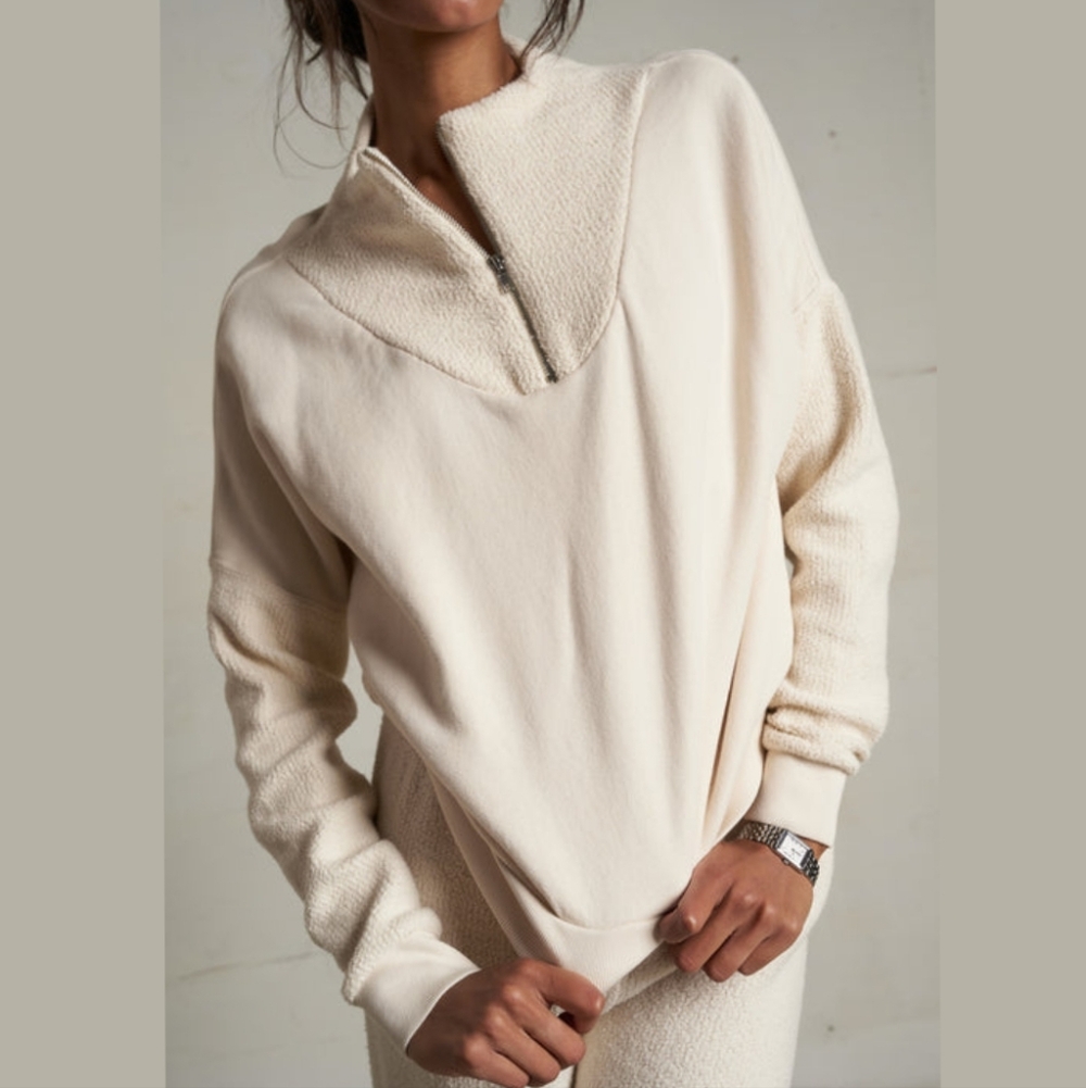 Perfectwhitetee Tyra Fleece Quarter Zip Sweatshirt
